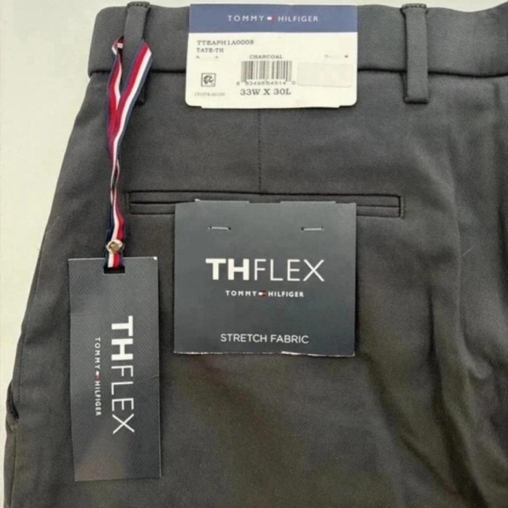 NWT Tommy Hilfiger TH Flex Men's 33x30 Charcoal Modern Fit Dress Pants